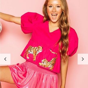 Queen of Sparkles Pink Peplum Tiger Top